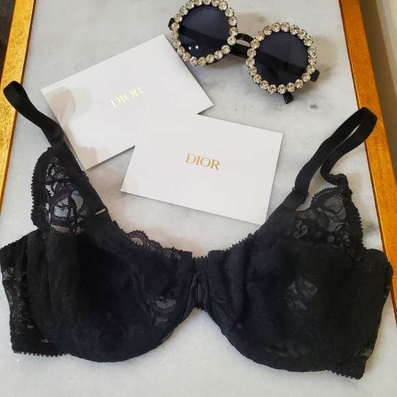 Dior Other - Vintage Christian Dior Black Lace Underwire Bra Women's Size 32/34 C